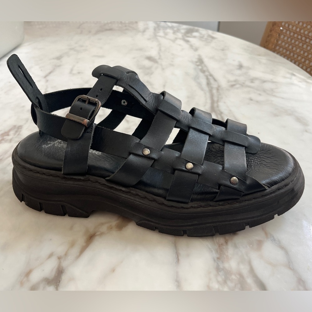 Free People Womens Leather Buckle Fisherman Sandals